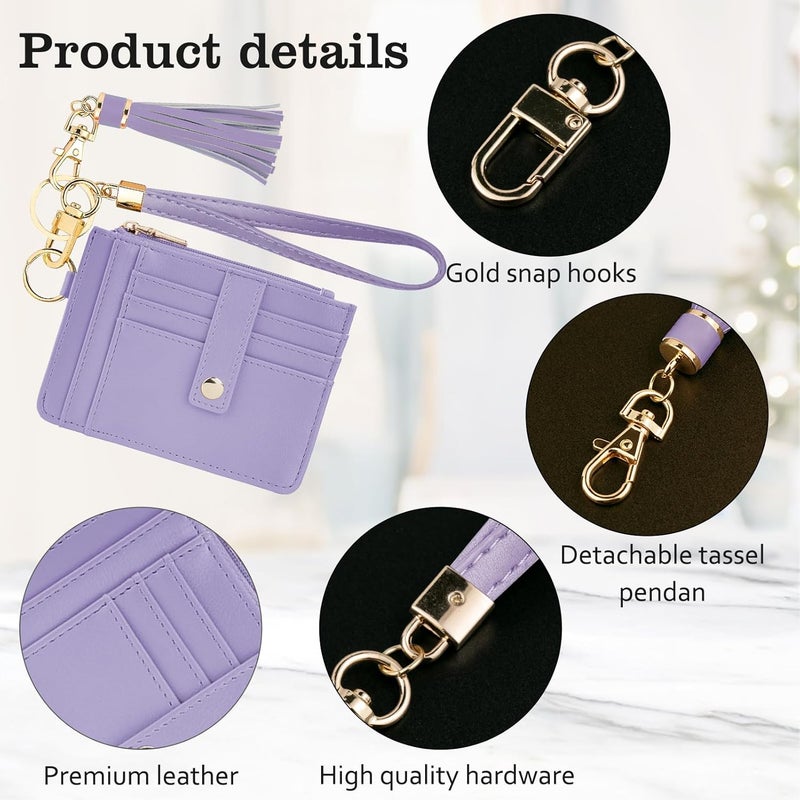 KNGITRYI Small Wristlet Wallets for Women RFID Credit Card Holder Wallet Keychain Wristlet Wallet Credit Card Wallets for Women (Purple) - Image 4